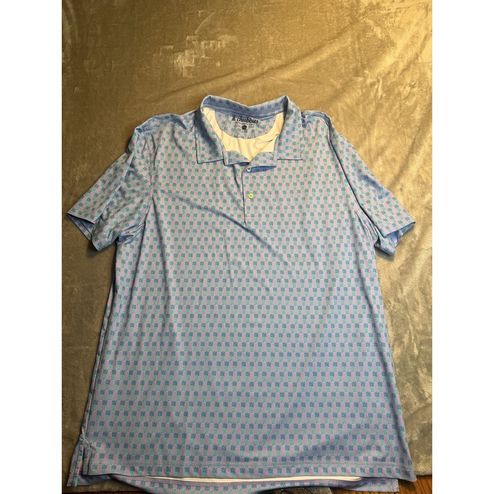 Chubbies Mens Shirt XXL Purple Blue Pineapple Print Performance Stretch